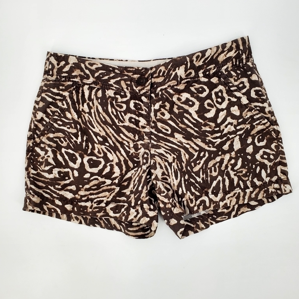 Ann Taylor Loft Women's Brown Tan Animal Print Shorts
